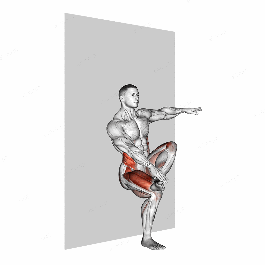 Toe Touch Sit (wall) exercise targeting Thighs and Obliques