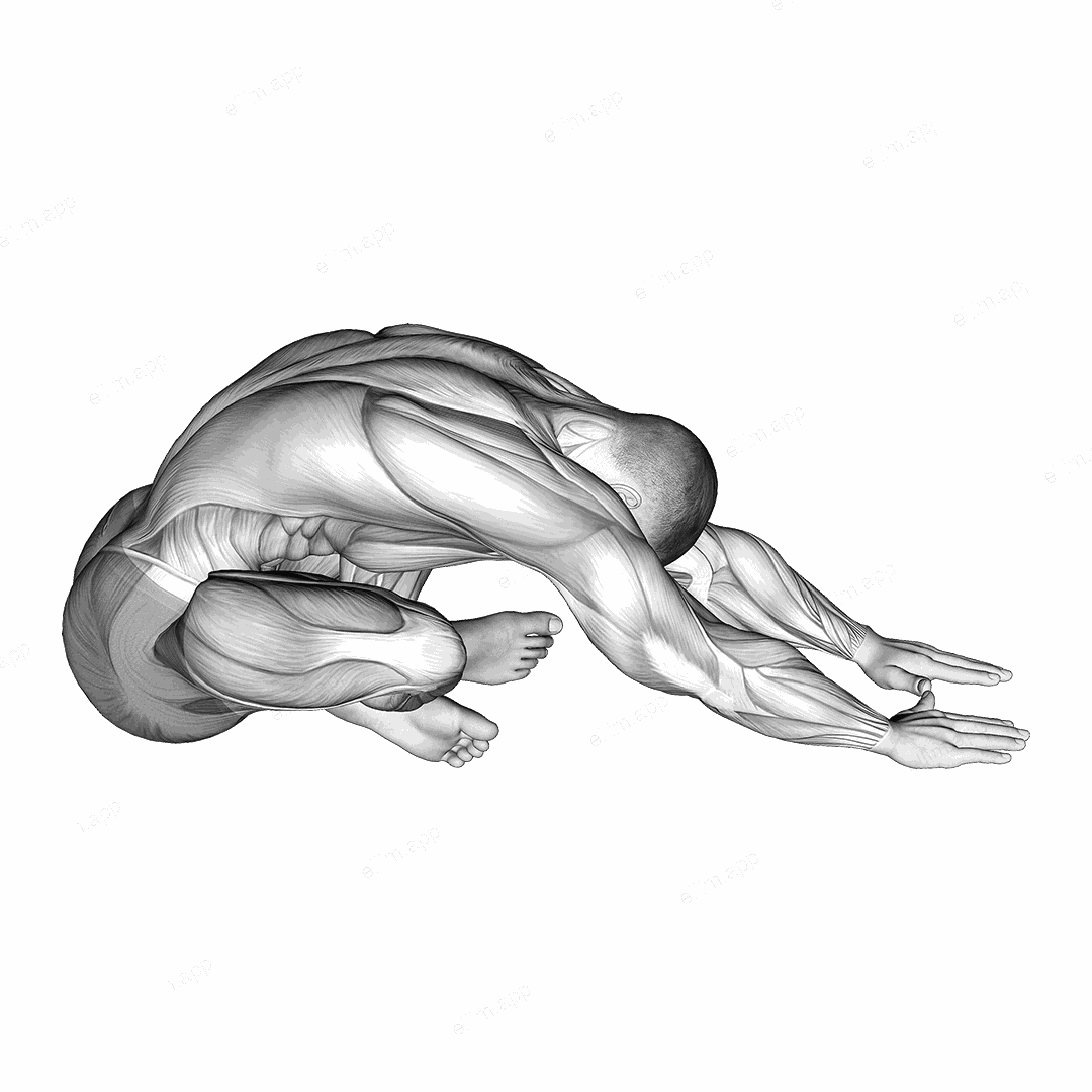 Sitting Crossed Legged Reach Forward Stretch exercise targeting Back