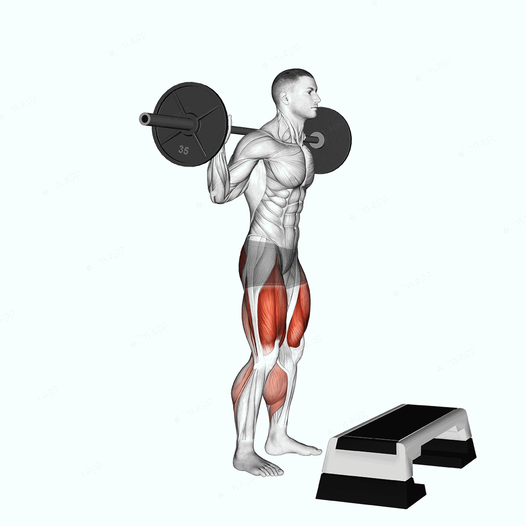 Barbell Squat Jump Step Rear Lunge exercise targeting Thighs