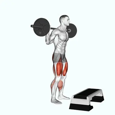Barbell Squat Jump Step Rear Lunge exercise targeting Thighs