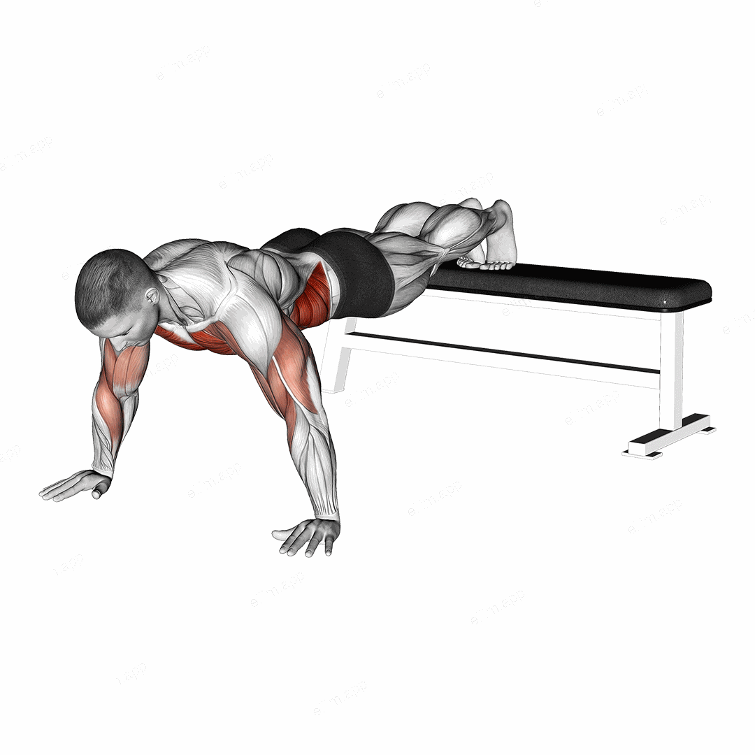 Decline Shoulder Tap exercise targeting Chest and Obliques