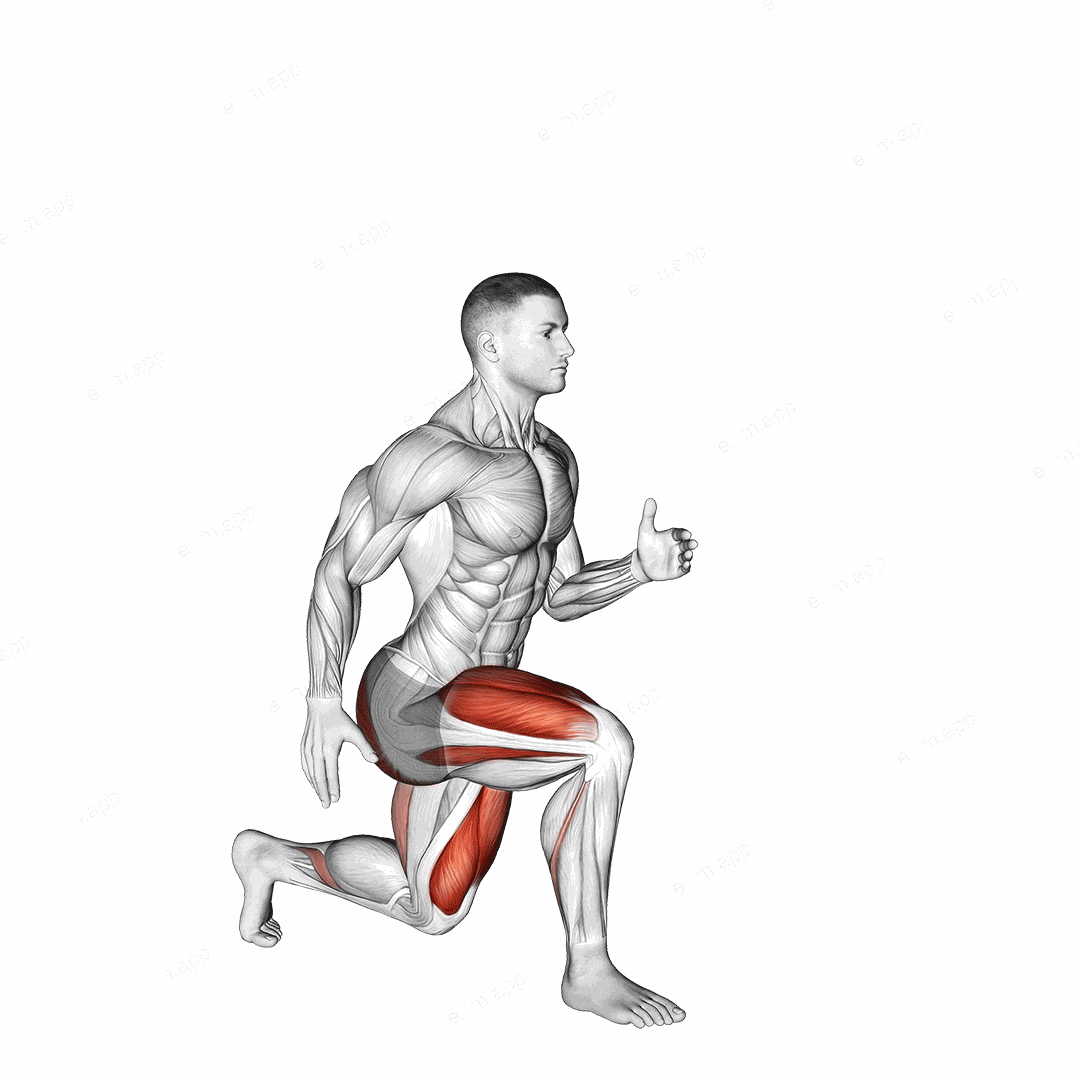 Lunge with Leg Lift exercise targeting Thighs and Gluteus Maximus