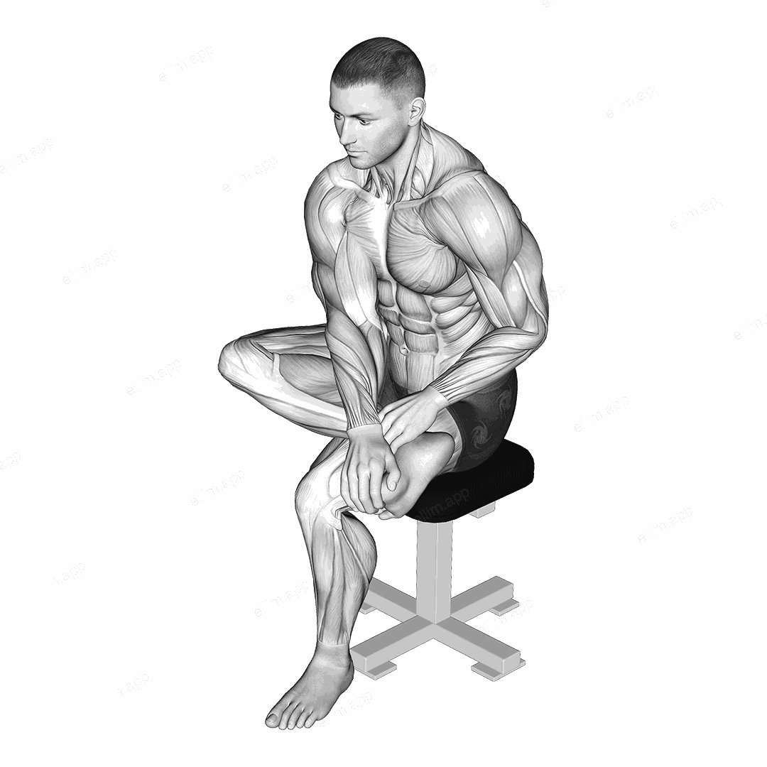 Seated Toe Flexor And Foot Inverter Stretch exercise targeting Calves