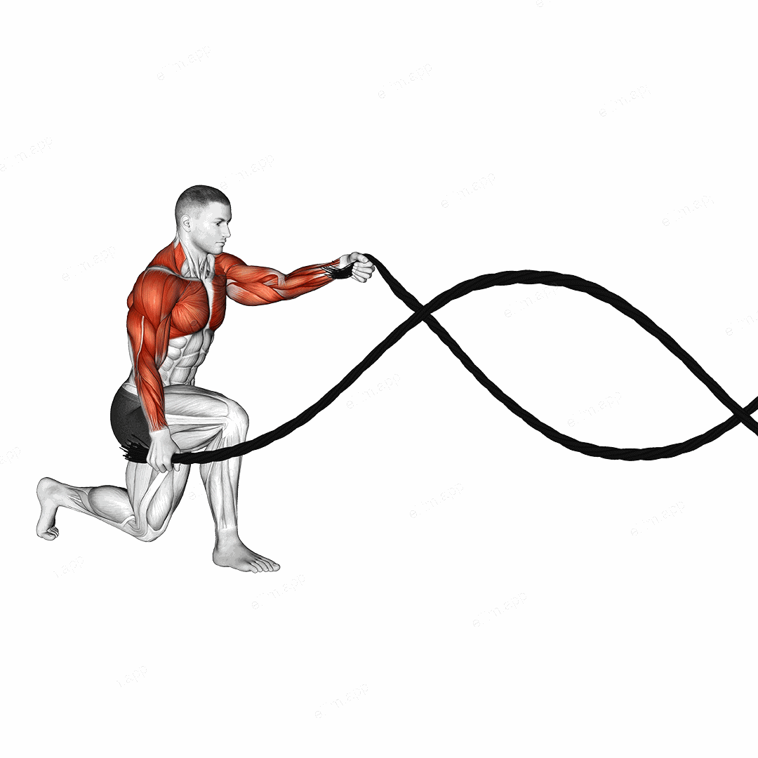 Battling Ropes Half Kneeling exercise targeting Cardio