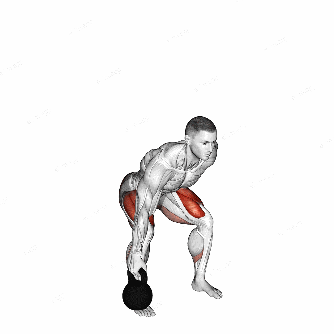 Kettlebell Suitcase Deadlift exercise targeting Hips and Gluteus Maximus