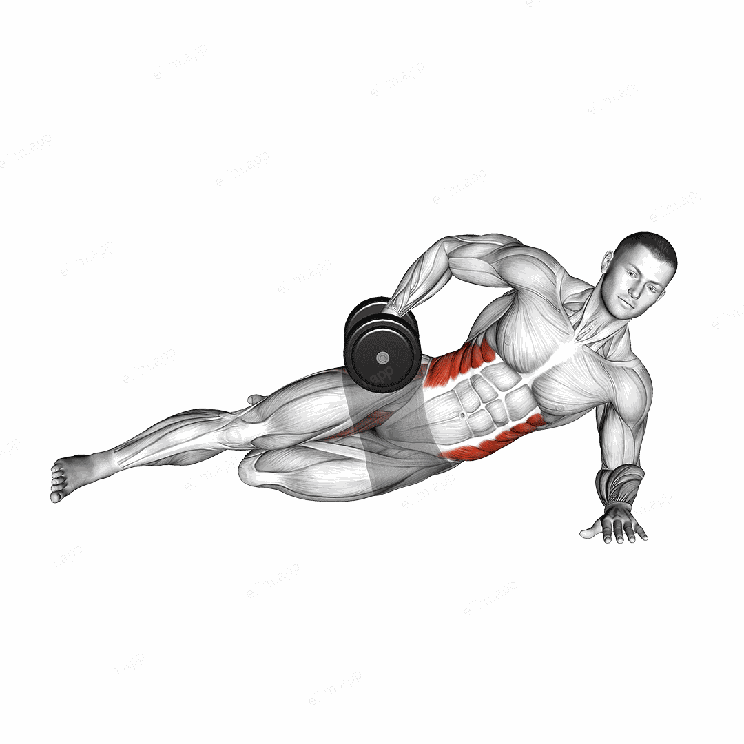 Dumbbell Side Bridge with Bent Leg exercise targeting Waist and Obliques
