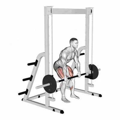 Smith Rack Pull exercise targeting Hips