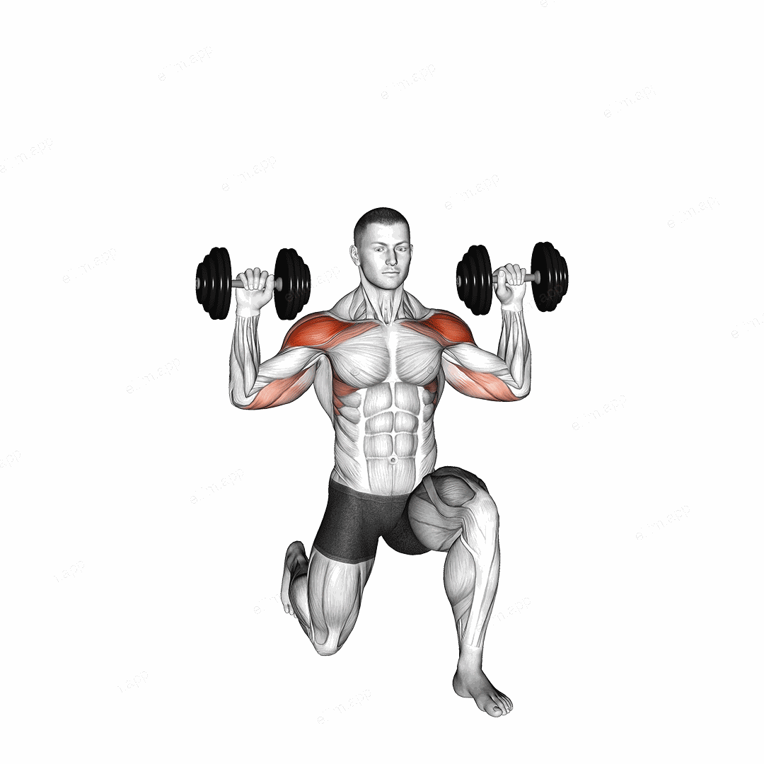 Dumbbell Half Kneeling Military Press exercise targeting Shoulders