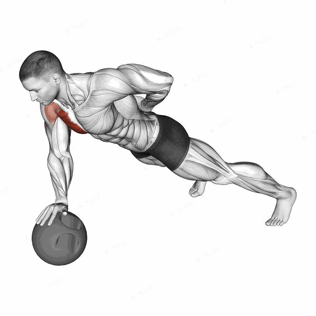 Single Arm Push-Up on Medicine Ball exercise targeting Chest