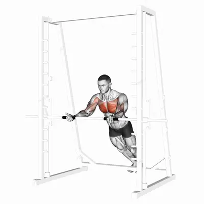 Incline Reverse Grip Push Up exercise targeting Chest