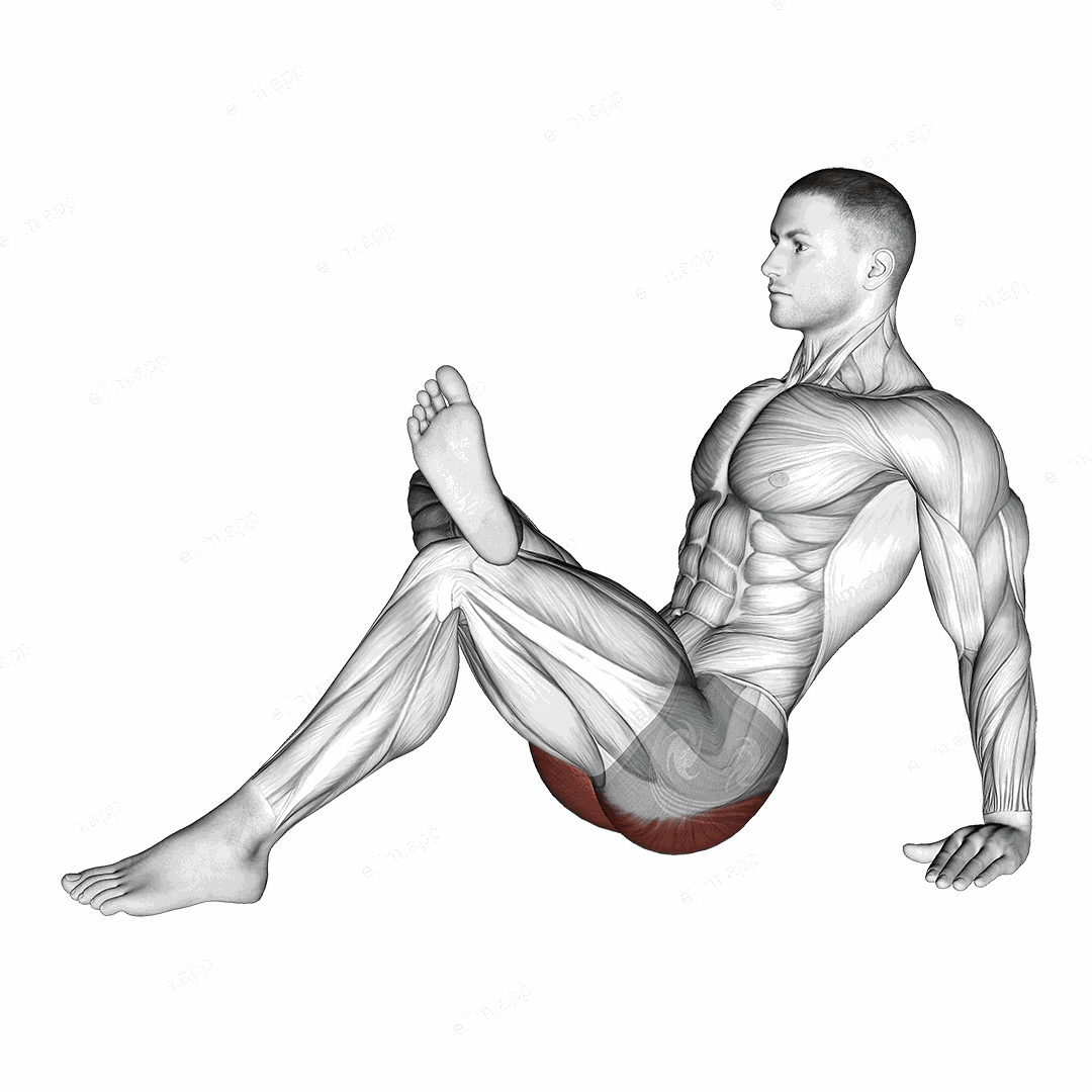 Seated Glute Stretch exercise targeting Hips and Gluteus Maximus