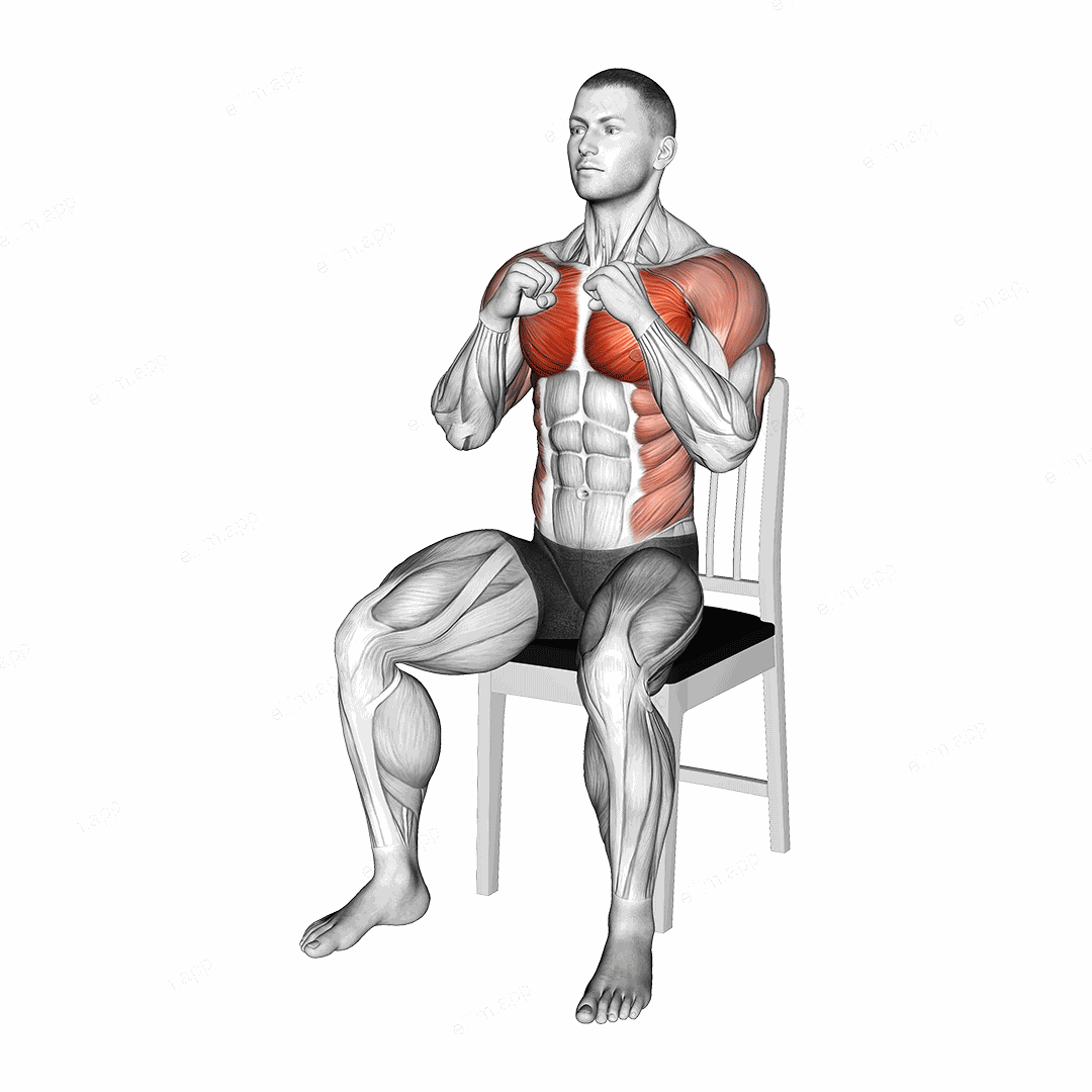 Seated Cross Body Punch on a Chair exercise targeting Chest