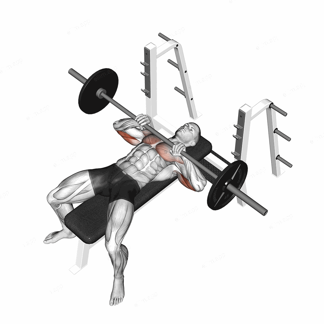 Barbell Lying Close grip Press exercise targeting Upper Arms