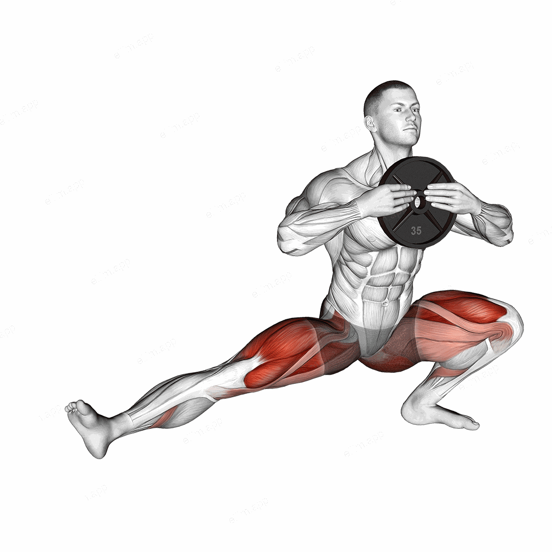 Weighted Cossack Squats exercise targeting Adductor Brevis and Adductor Longus
