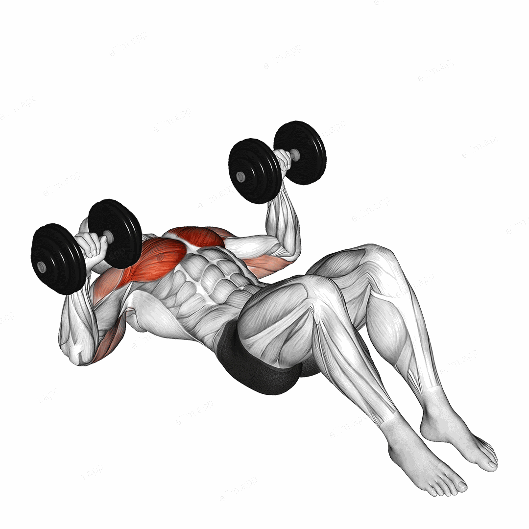 Dumbbell Lying on Floor Chest Press exercise targeting Chest and Pectoralis Major Clavicular Head