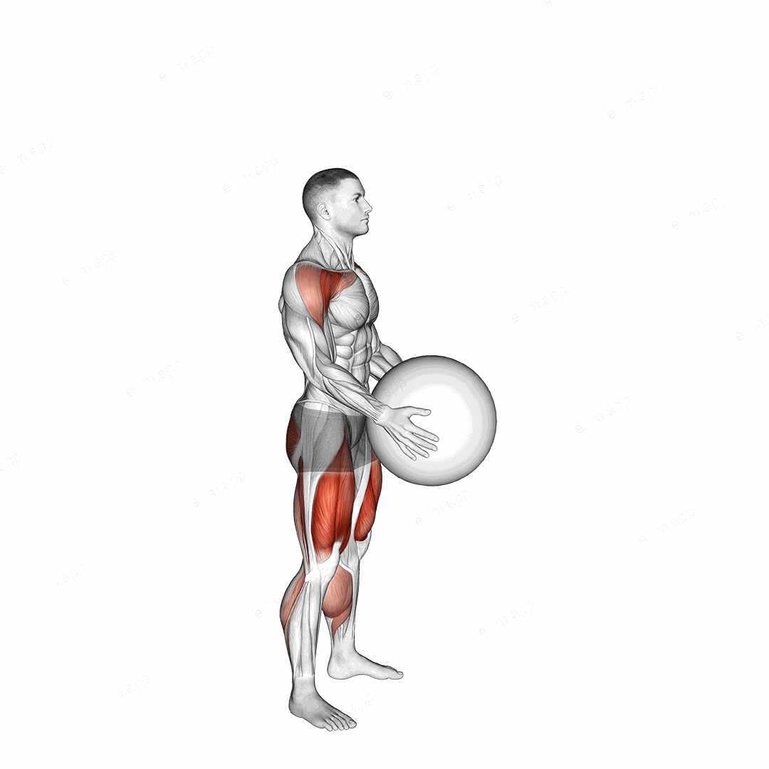 Medicine Ball Squat Jump exercise targeting Thighs