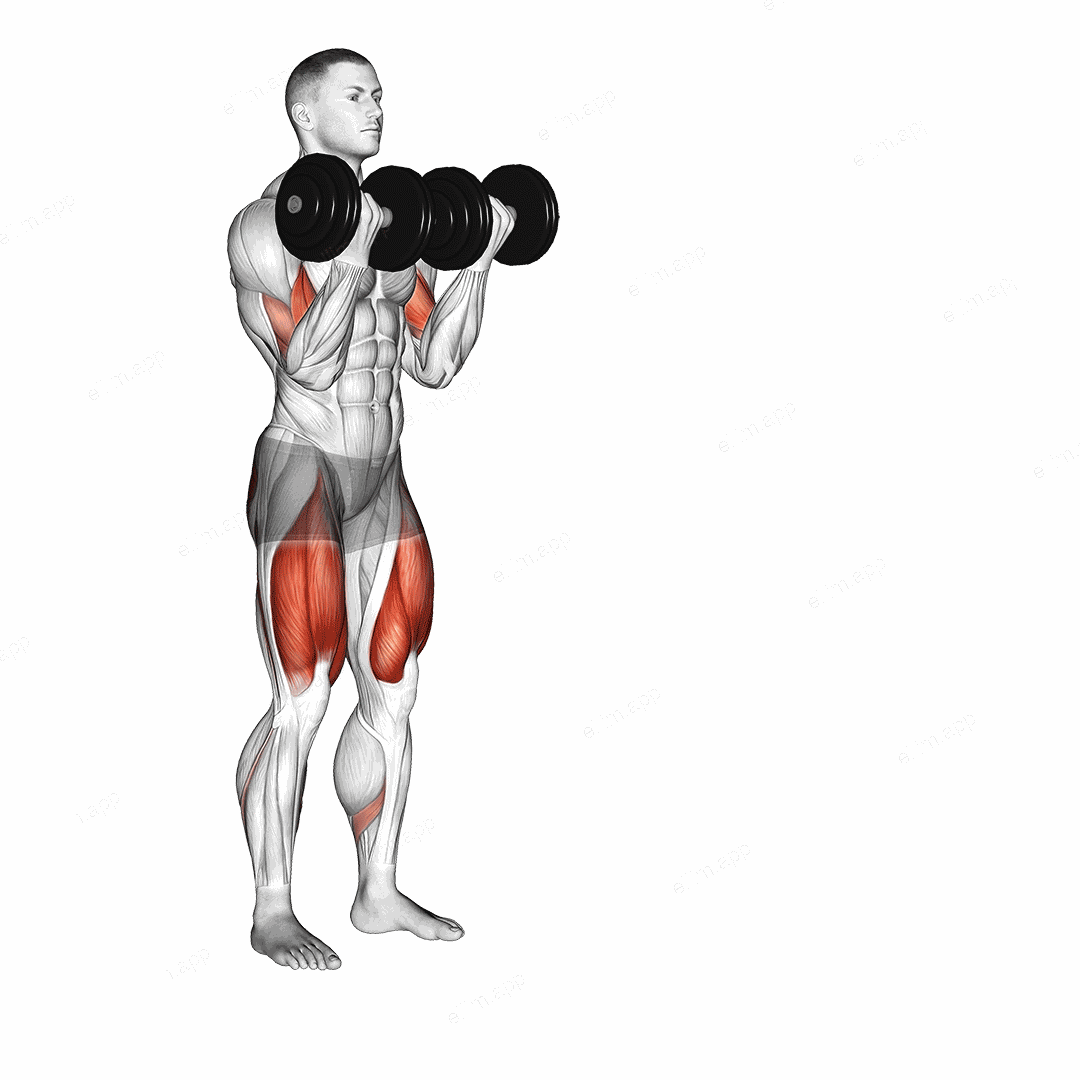 Dumbbell Bicep Curl Lunge with Bowling Motion exercise targeting Upper Arms