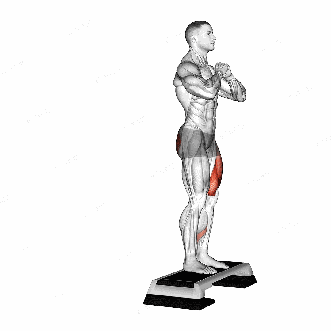 Rear Shift Lunge from Deficit exercise targeting Thighs