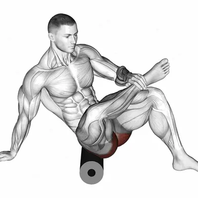 Roll Recumbent Hip External Rotator and Hip Extensor Stretch (Crossed Leg) exercise targeting Hips