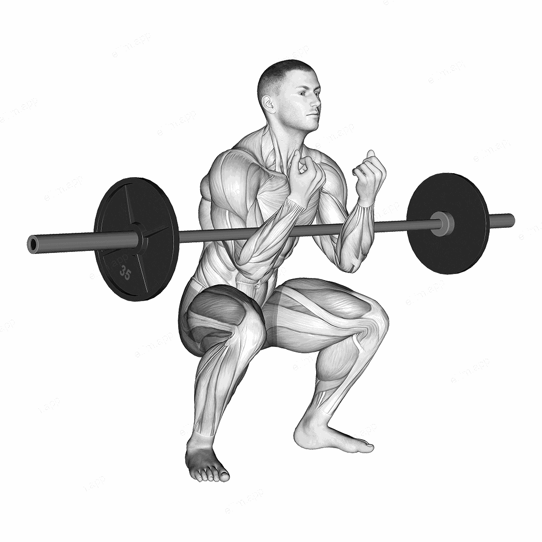 Barbell Zercher Squat Hold exercise targeting Thighs