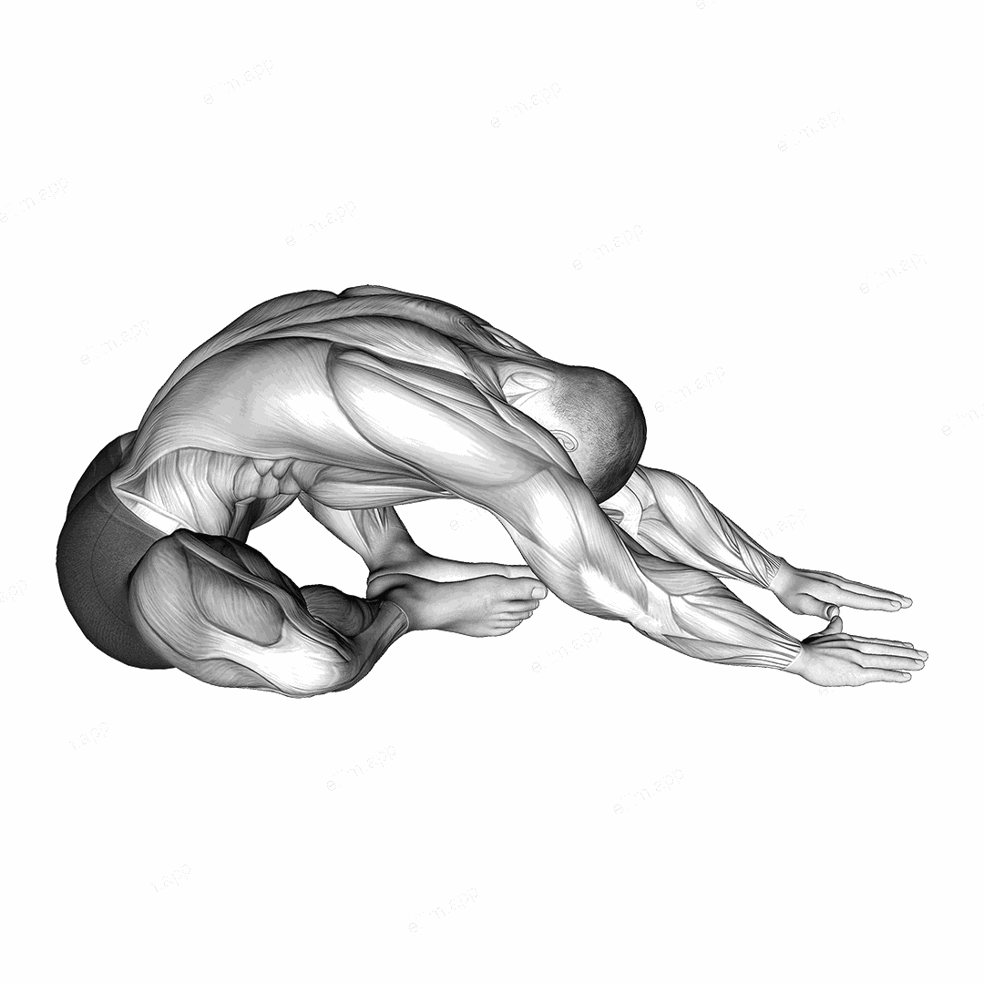 Sitting Feet Together Reach Forward Stretch exercise targeting Back