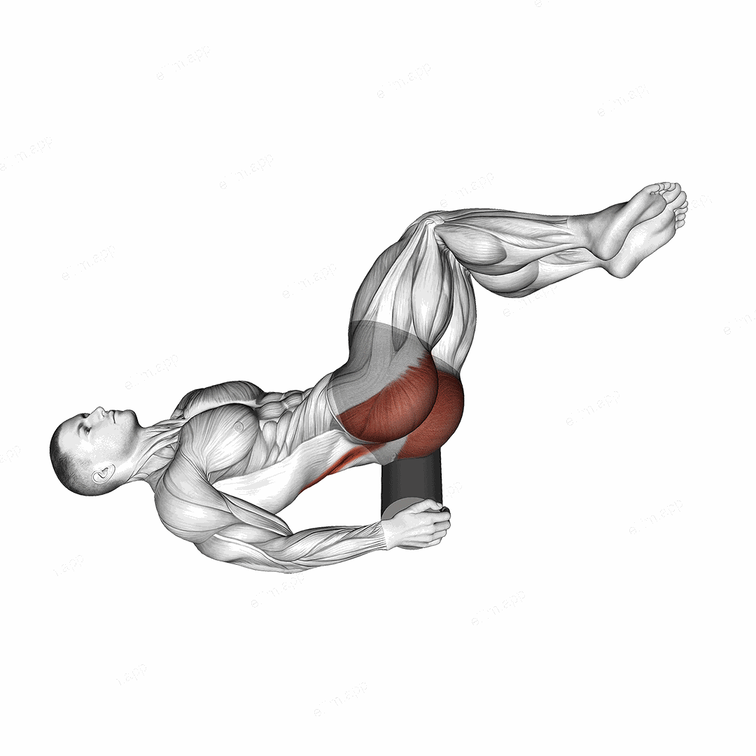 Roll Glute Twist Lying on Floor exercise targeting Hips