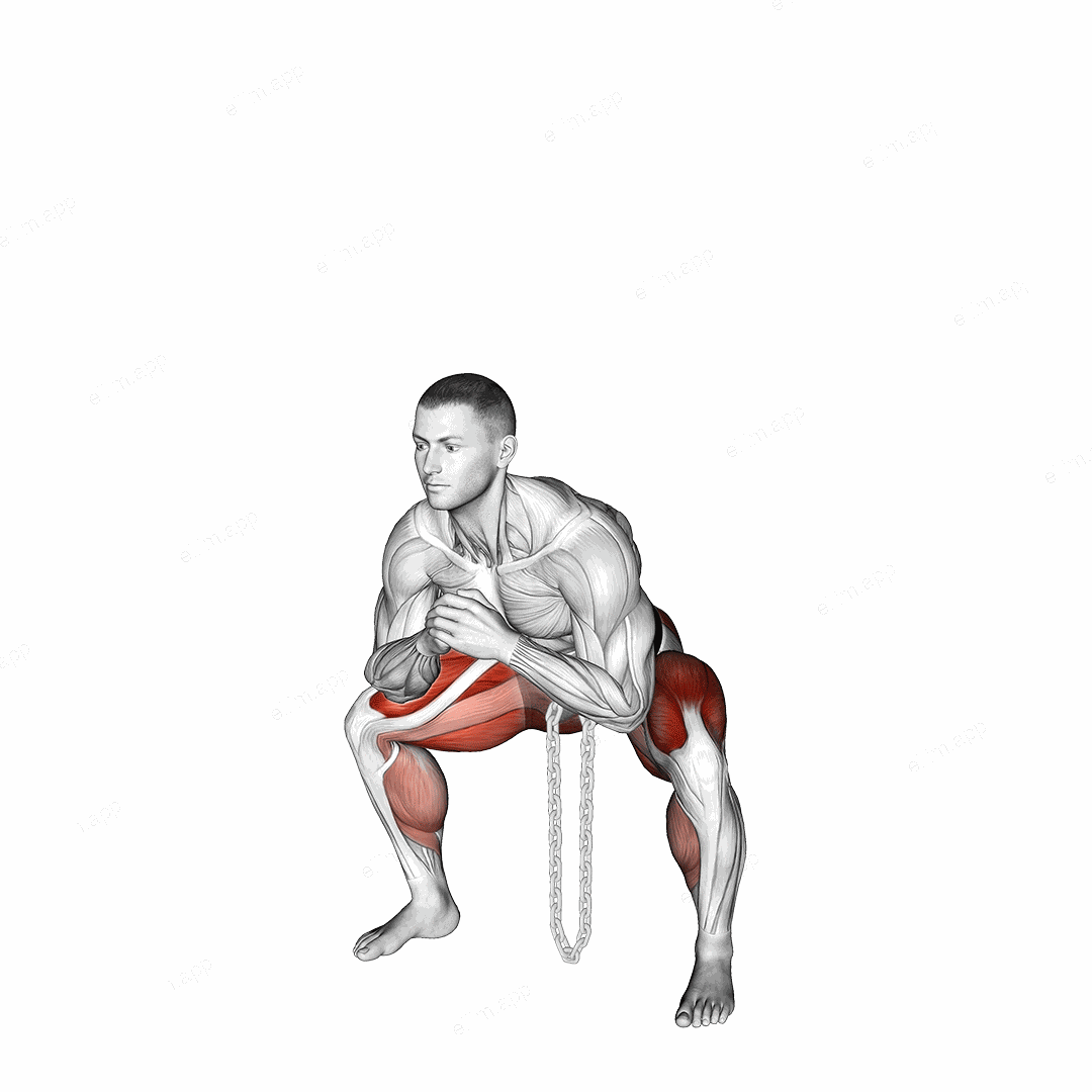 Weighted Chain Sumo Deadlift exercise targeting Hips