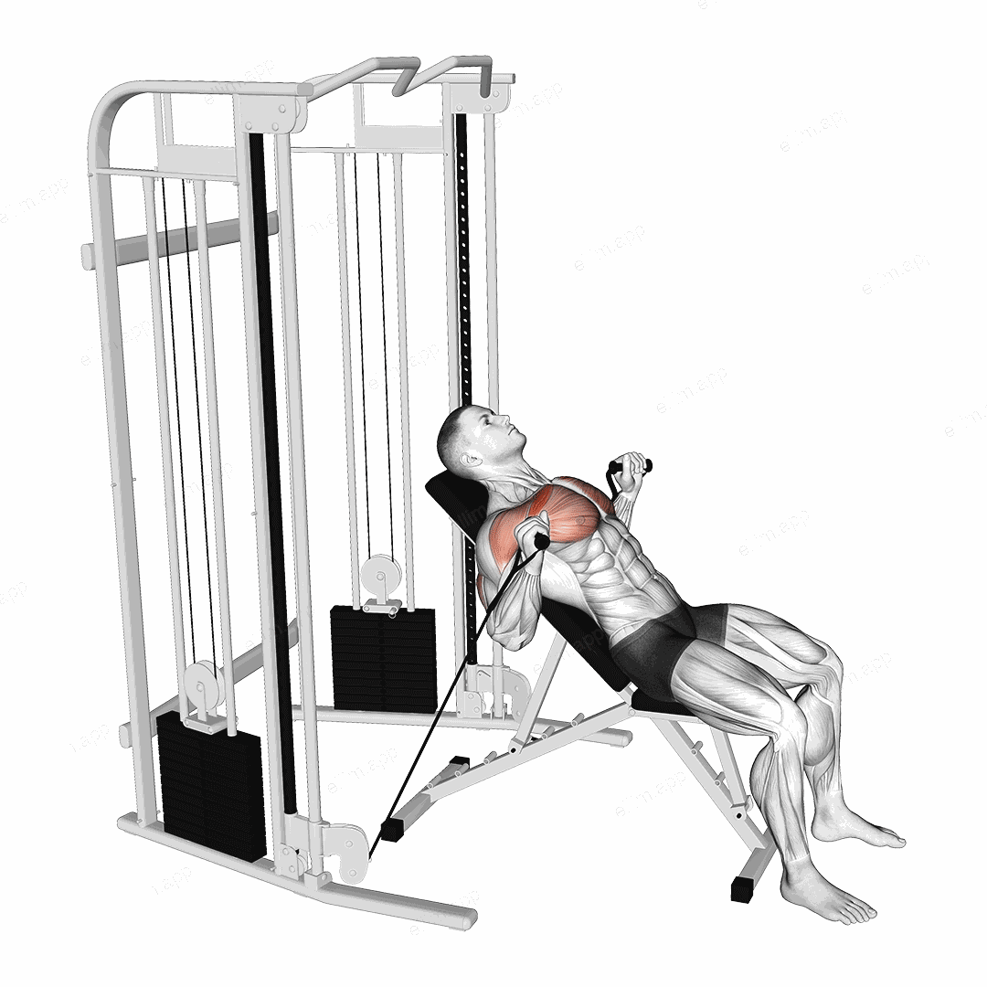 Cable Incline Bench Press exercise targeting Chest and Pectoralis Major Clavicular Head