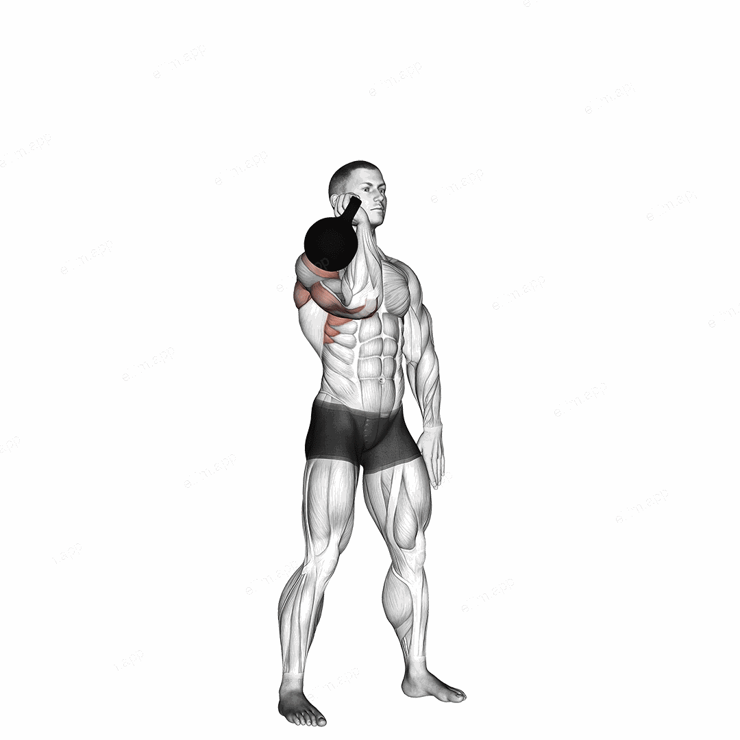 Kettlebell One Arm Military Press To The Side exercise targeting Shoulders and Deltoid Anterior