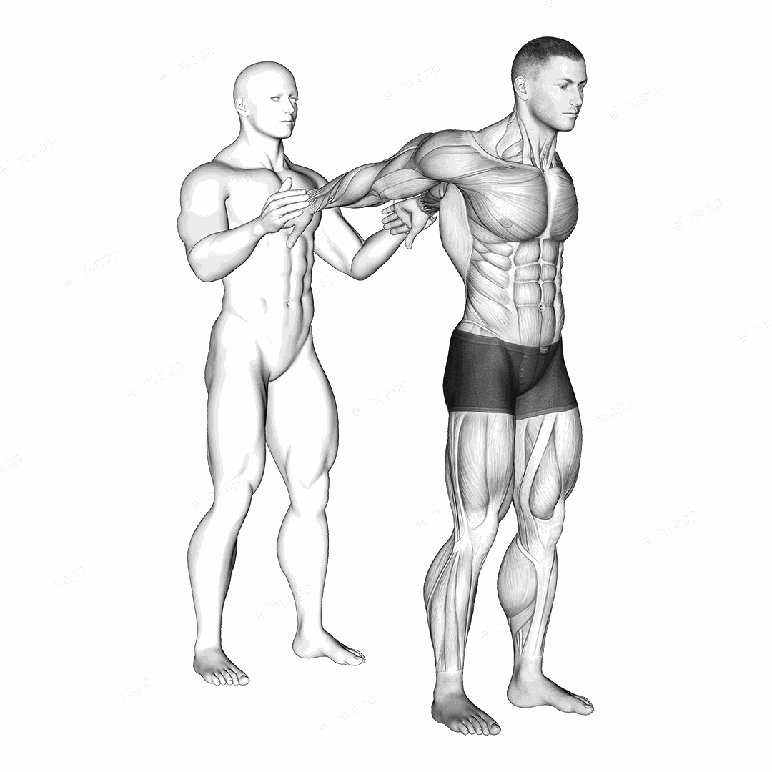 Assisted Standing Chest Stretch exercise targeting Chest