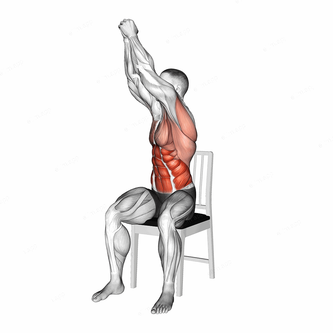 Sitting Woodchopper on a Chair exercise targeting Waist