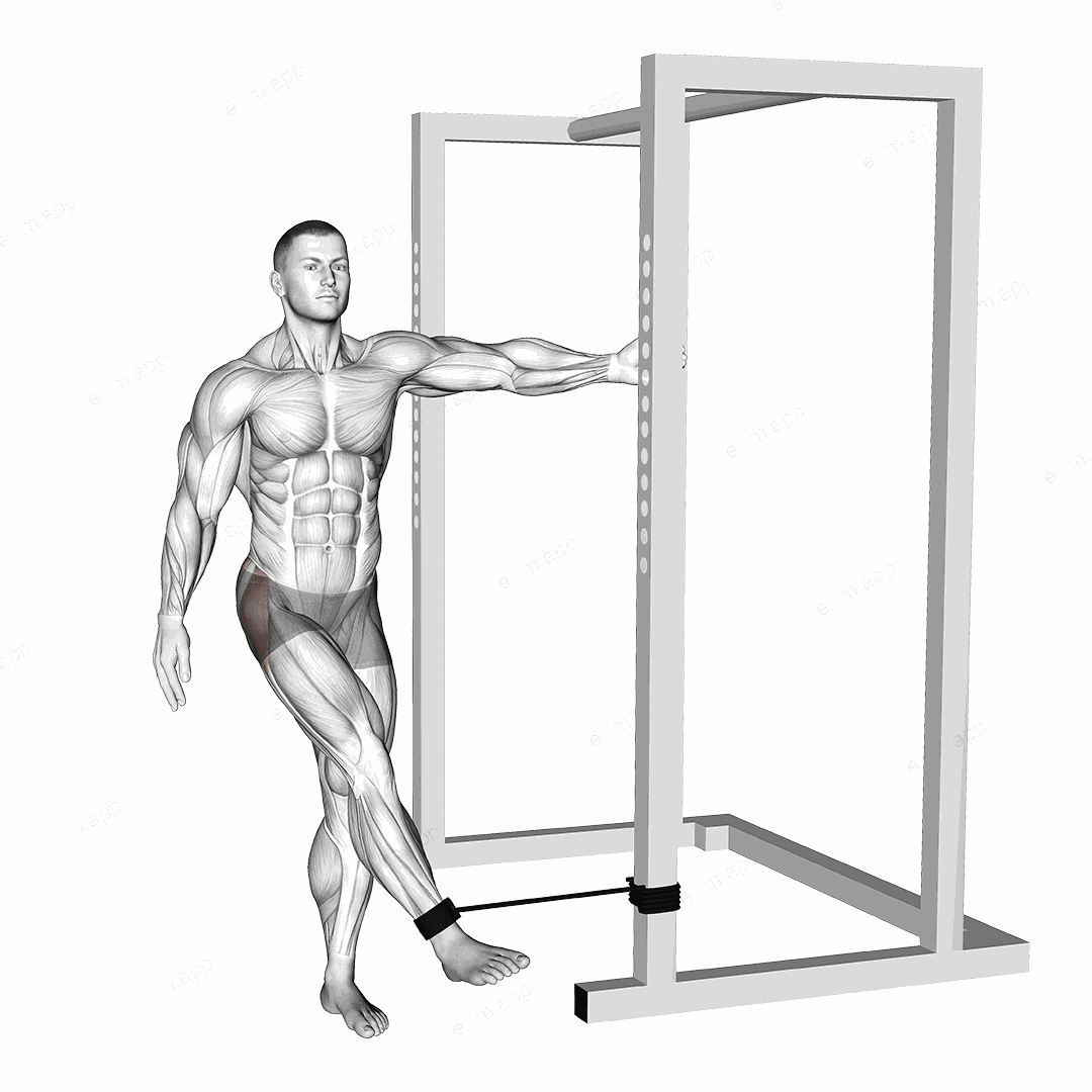 Band hip abduction exercise targeting Hips