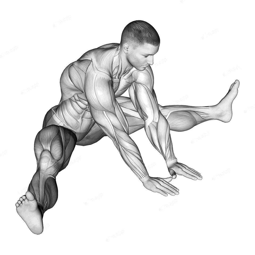 Seated Knee Flexor And Hip Adductor Stretch exercise targeting Thighs