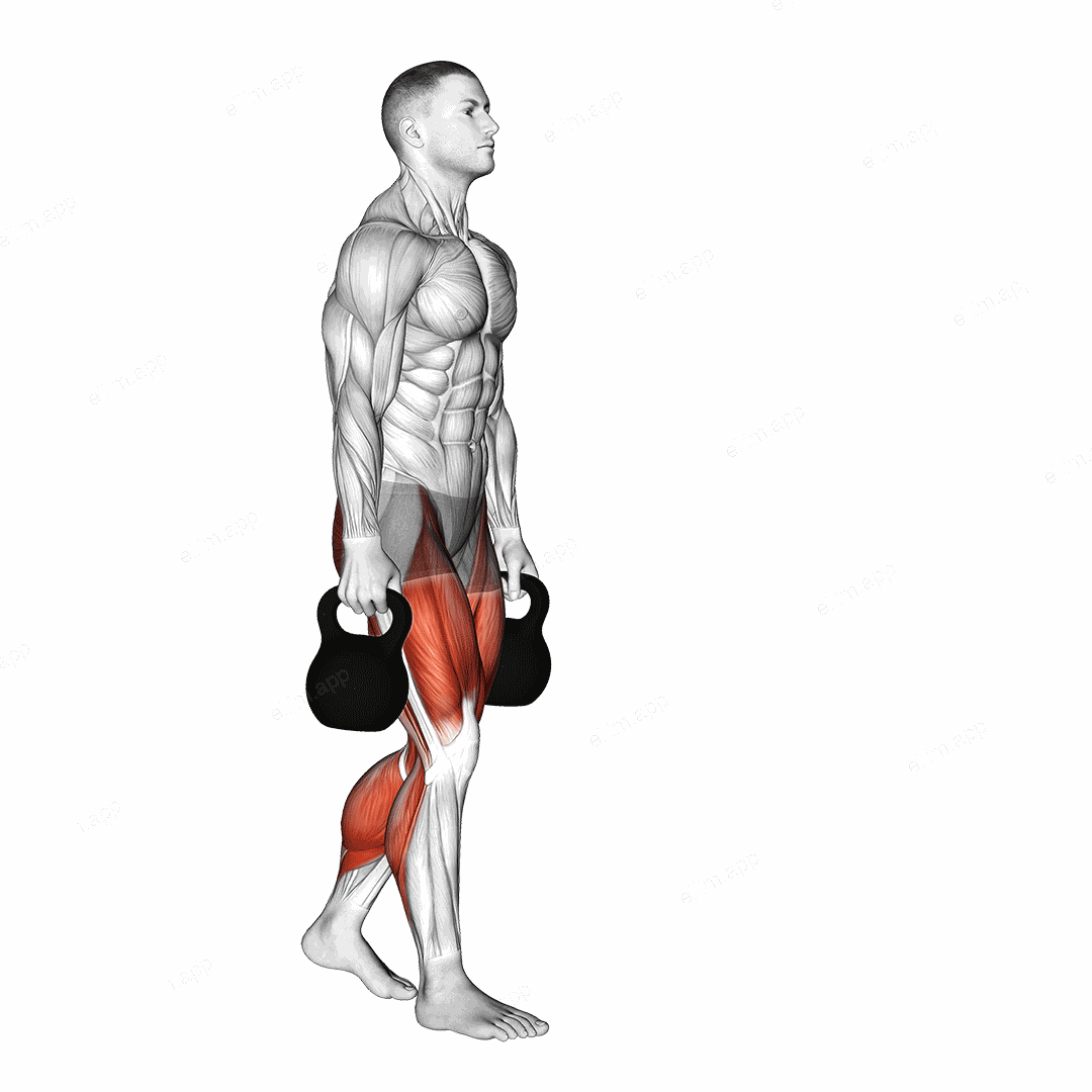 Kettlebell Farmers Carry exercise targeting Gluteus Maximus and Quadriceps
