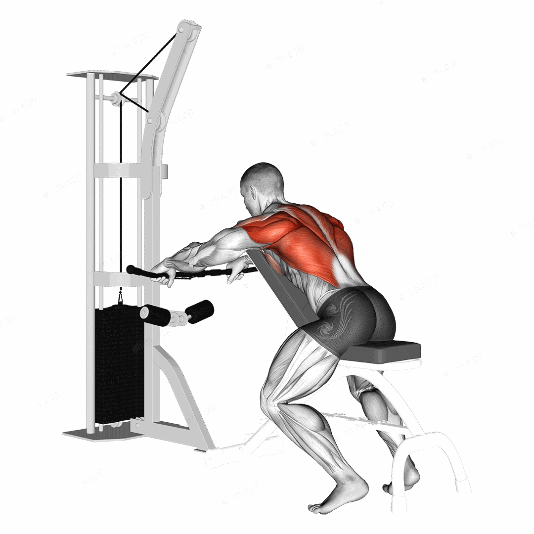 Cable Incline Bench Row exercise targeting Back and Infraspinatus