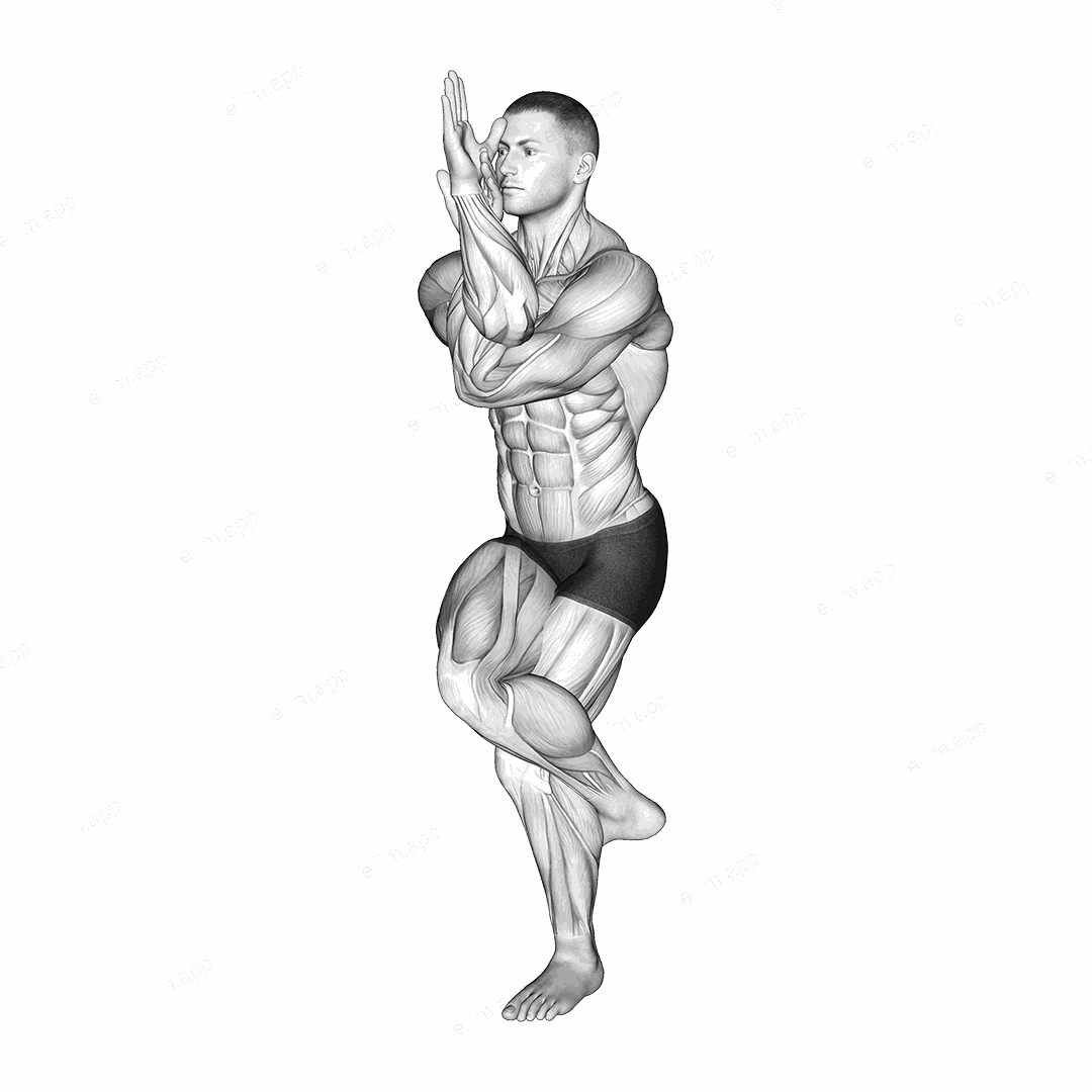 The Eagle Yoga Pose exercise targeting Stretching