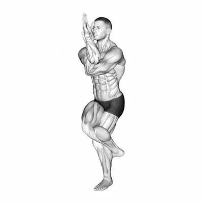 The Eagle Yoga Pose exercise targeting Stretching