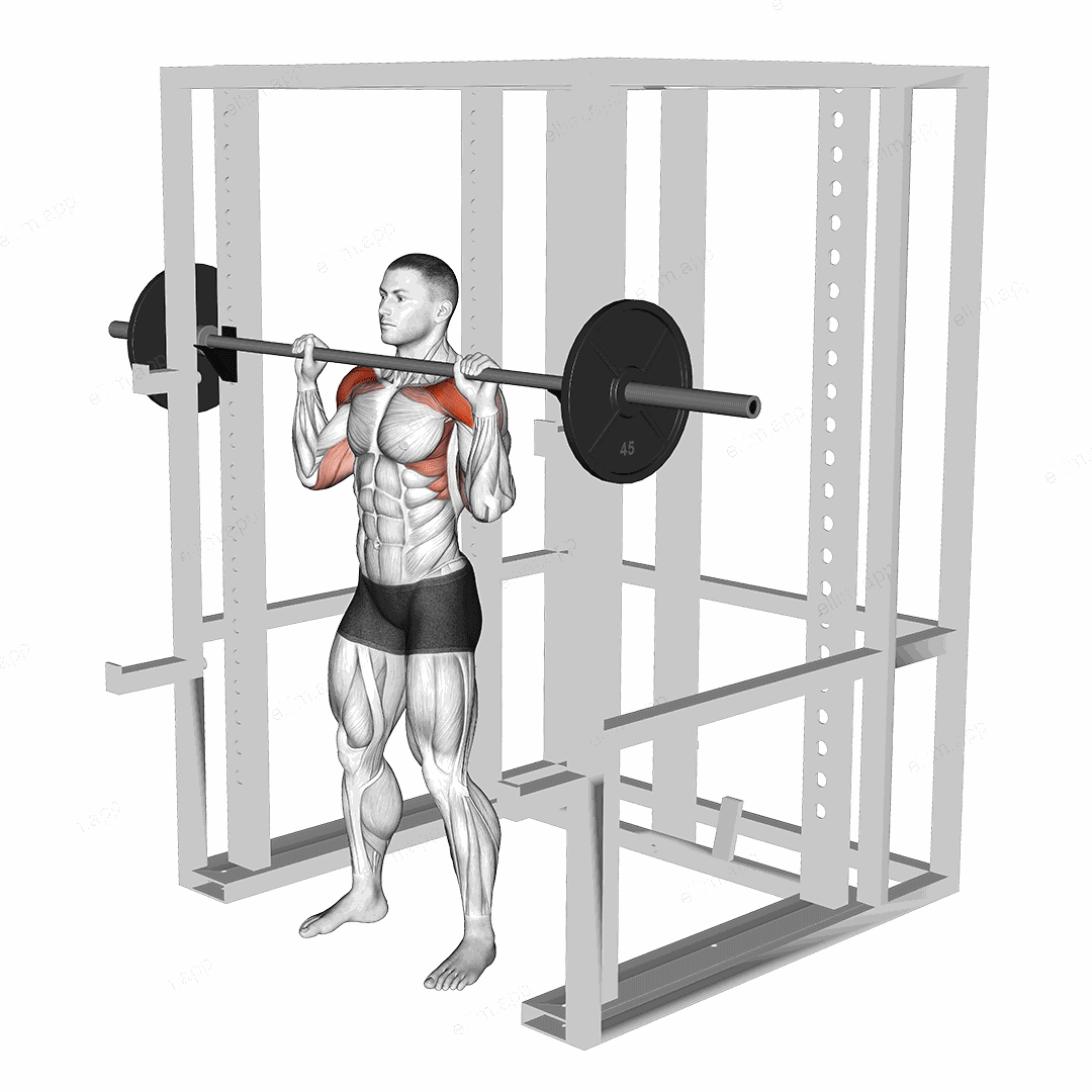 Barbell Standing Shoulder Pin Press exercise targeting Shoulders