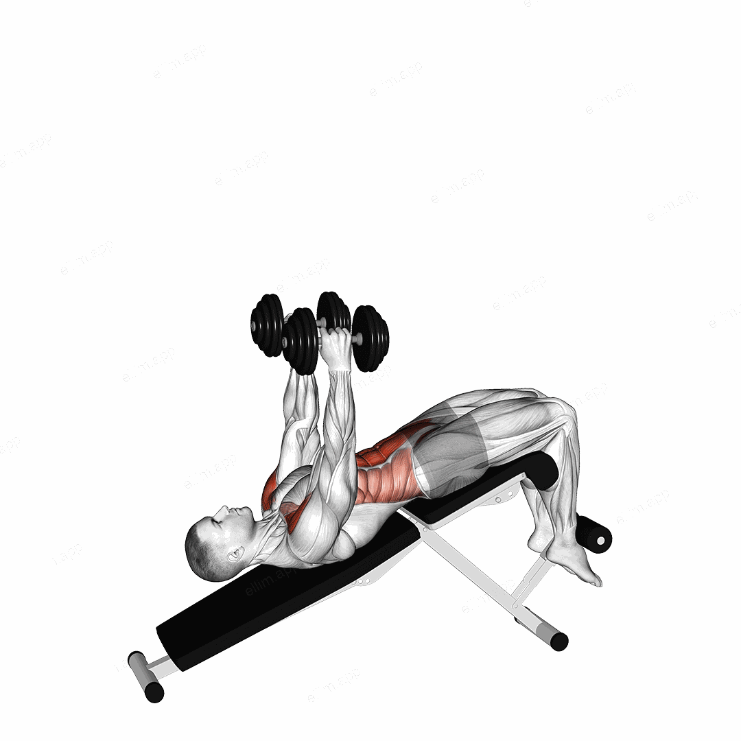 Dumbbell Decline Overhead Sit up exercise targeting Waist