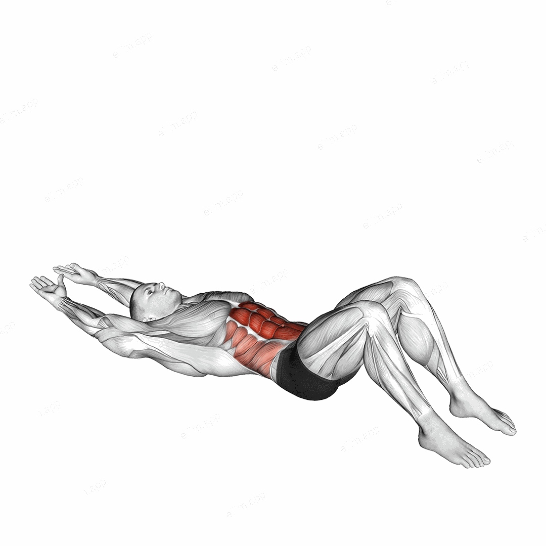 Crunch (arms straight) exercise targeting Waist and Rectus Abdominis