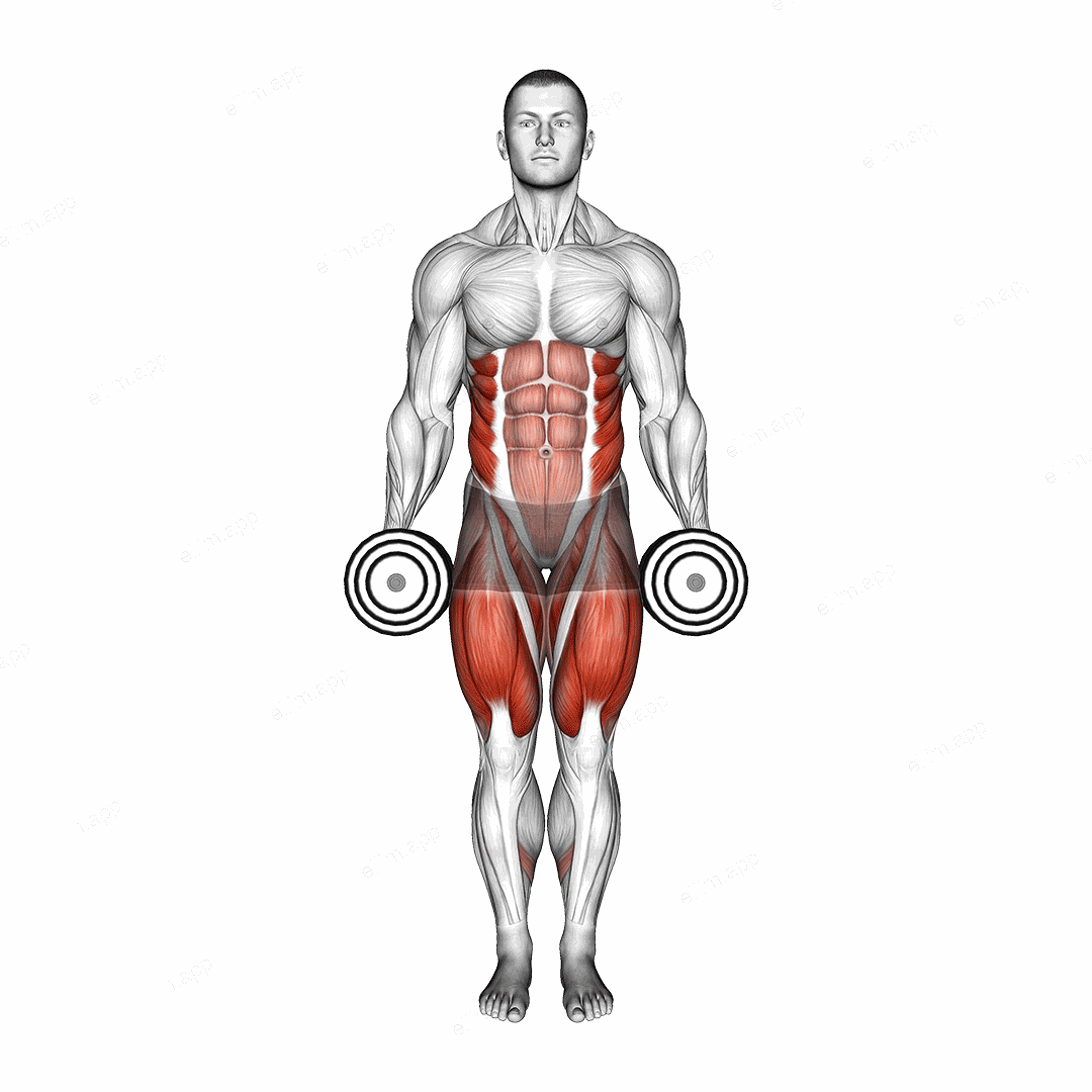 Dumbbell Curtsey Lunge exercise targeting Thighs