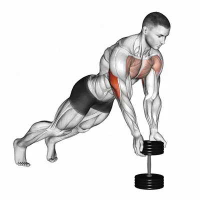 Push Up Close Grip Off Dumbbell exercise targeting Shoulders and Triceps Brachii