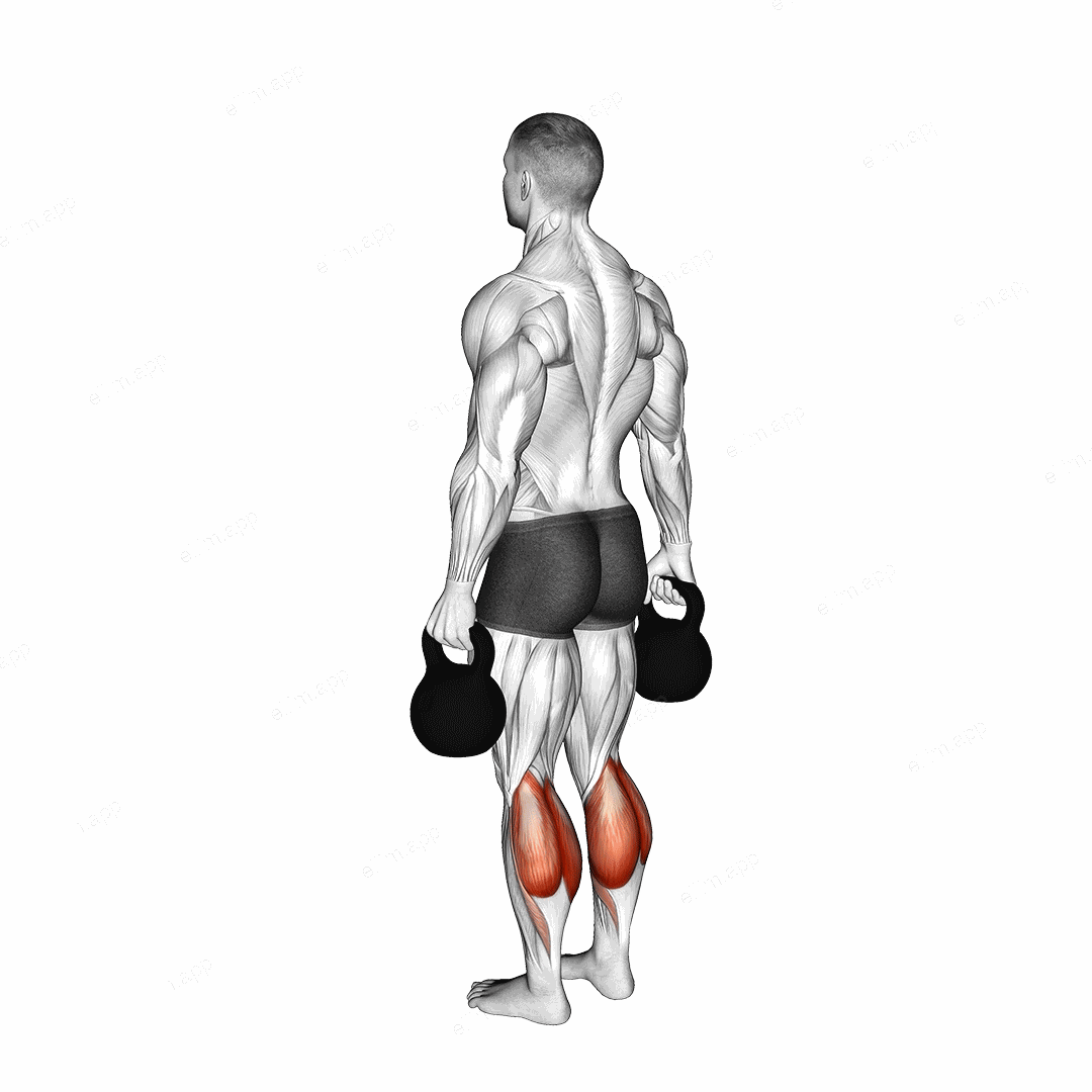 Kettlebell Standing Calf Raise exercise targeting Calves