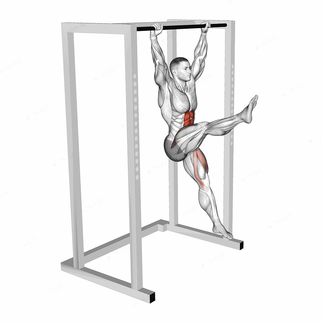 Hanging Flutter Kick exercise targeting Waist and Iliopsoas