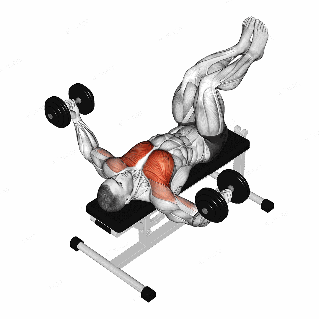 Dumbbell Fly (knees at 90 degrees) exercise targeting Chest and Pectoralis Major Clavicular Head