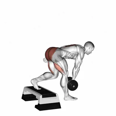 Dumbbell Single Leg Deadlift with Stepbox Support exercise targeting Hips