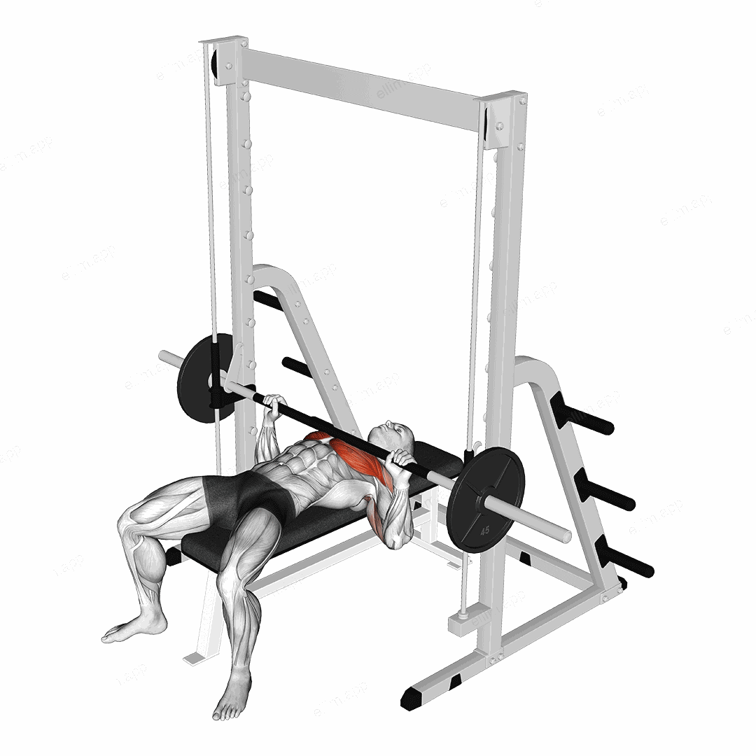 Smith Bench Press exercise targeting Chest and Pectoralis Major Clavicular Head