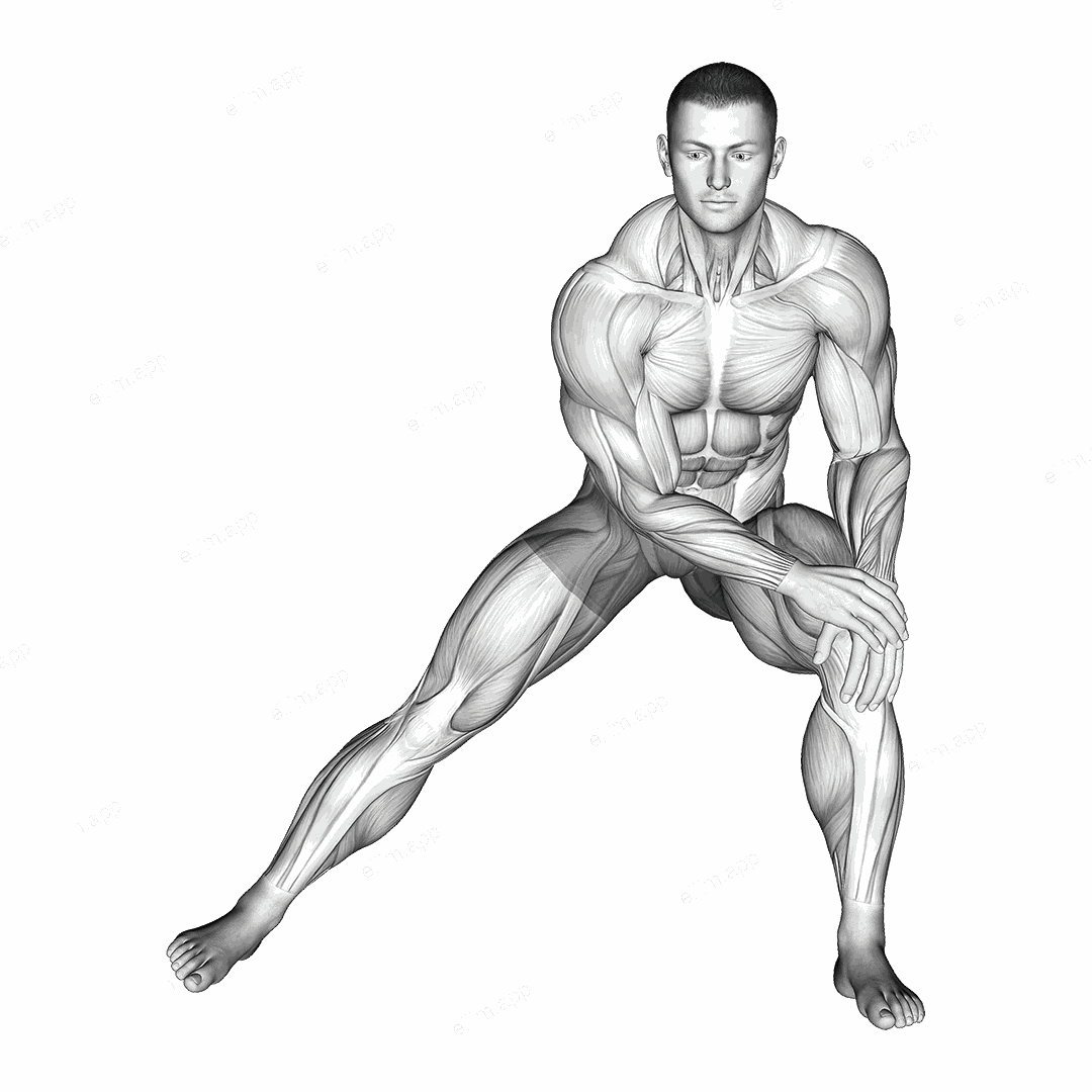 Side Lunge Adductor Stretch exercise targeting Hips