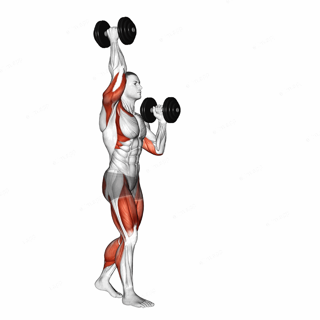 Dumbbell High Low Carry exercise targeting Thighs