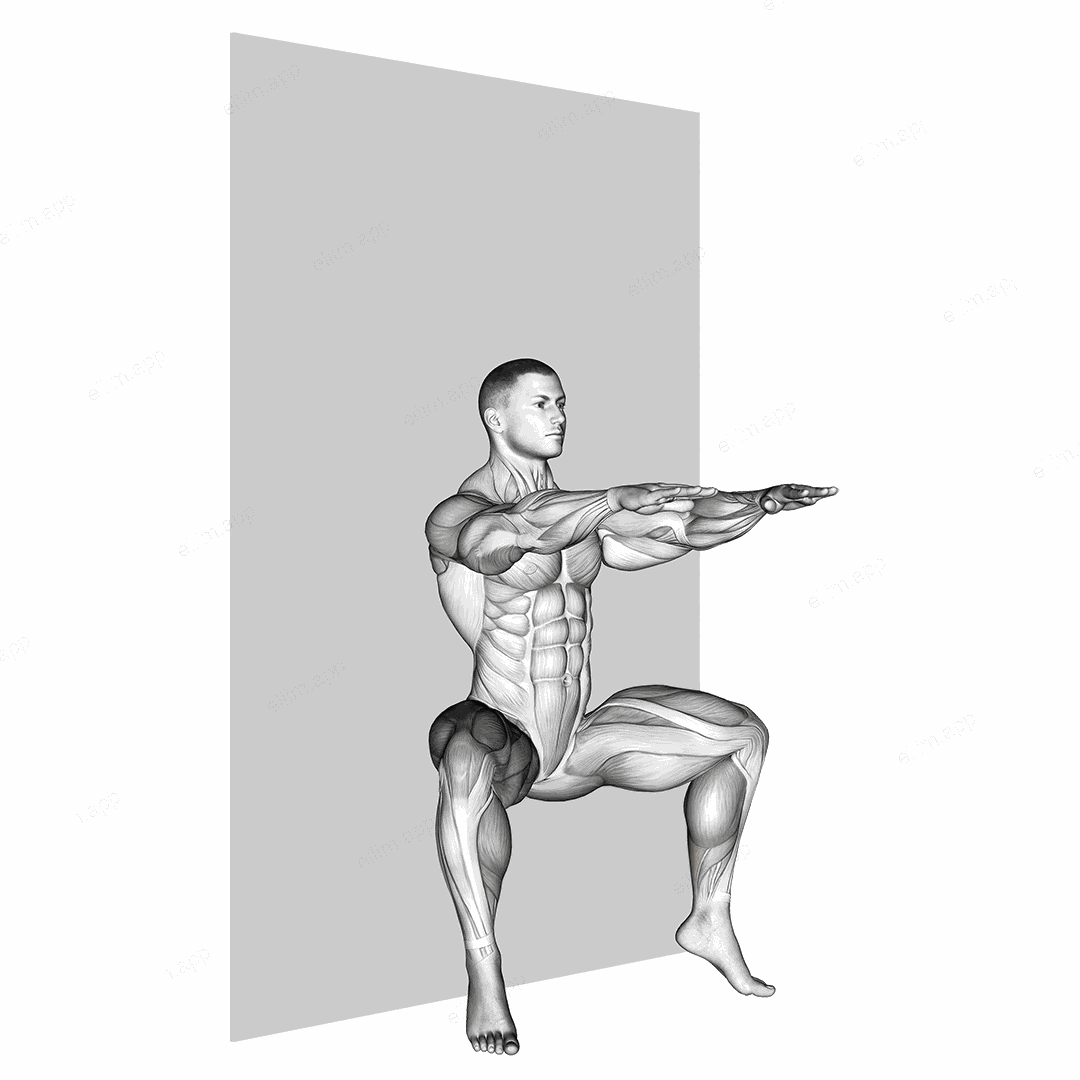 Plyo Sit Squat (wall) exercise targeting Thighs and Gastrocnemius
